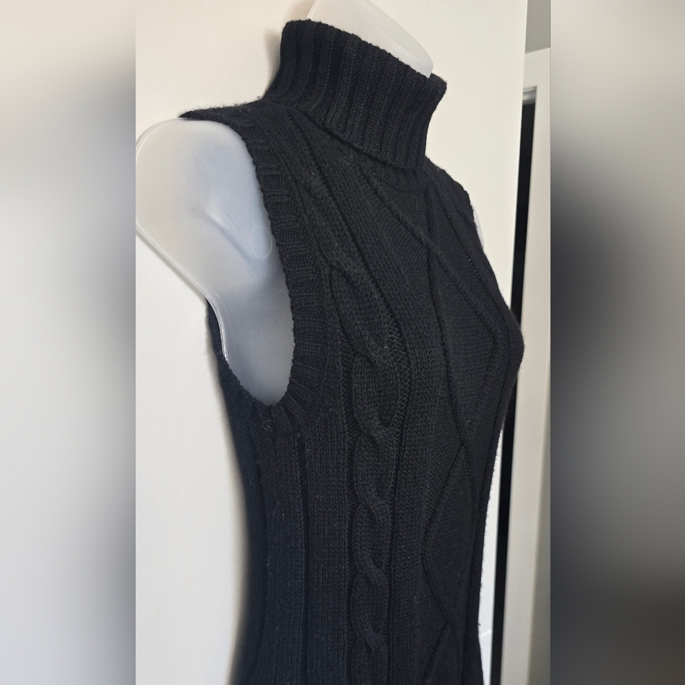Nine West Turtle Neck sweater dress Black Sleeveless 100% Merino Wool Womens Xs - Picture 3 of 9
